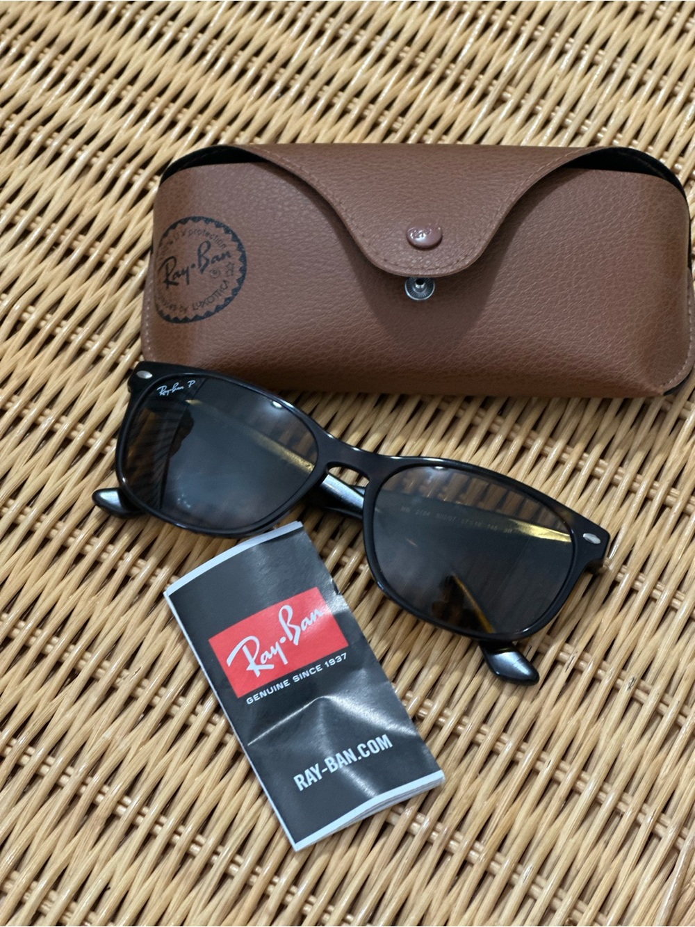 Ray-Ban Black Sunglasses with Brown Leather Case